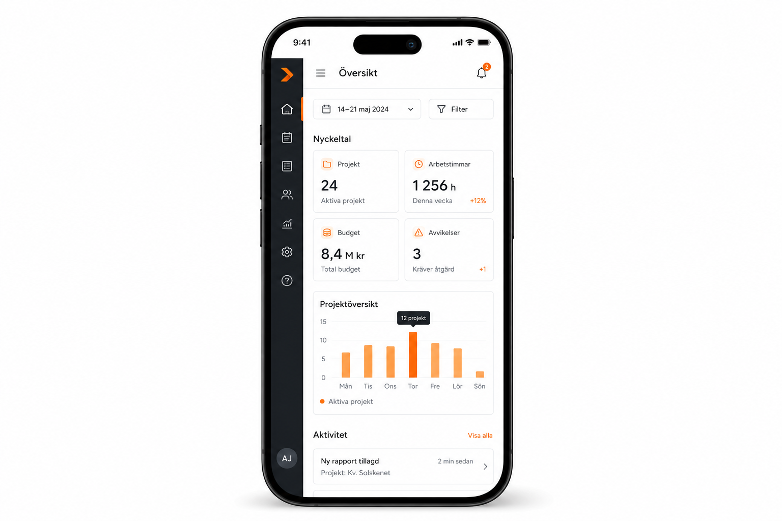 Exiit.ai mobilapp med översiktsvy